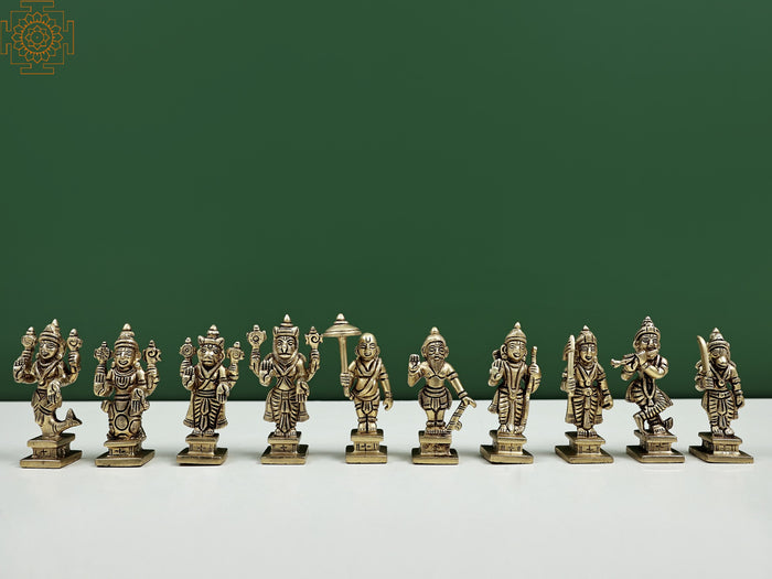 3.5" Dashavatara Ten Incarnations Brass Statue Handmade
