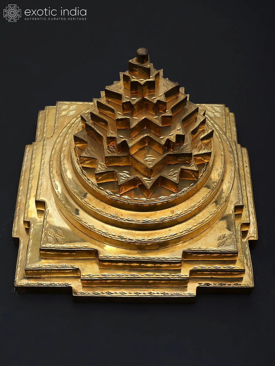 11" Shri Yantra Brass Statue Handmade Home Decor