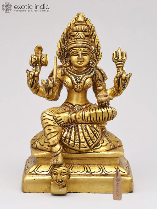 5" Goddess Mariamman Handmade Brass Idol