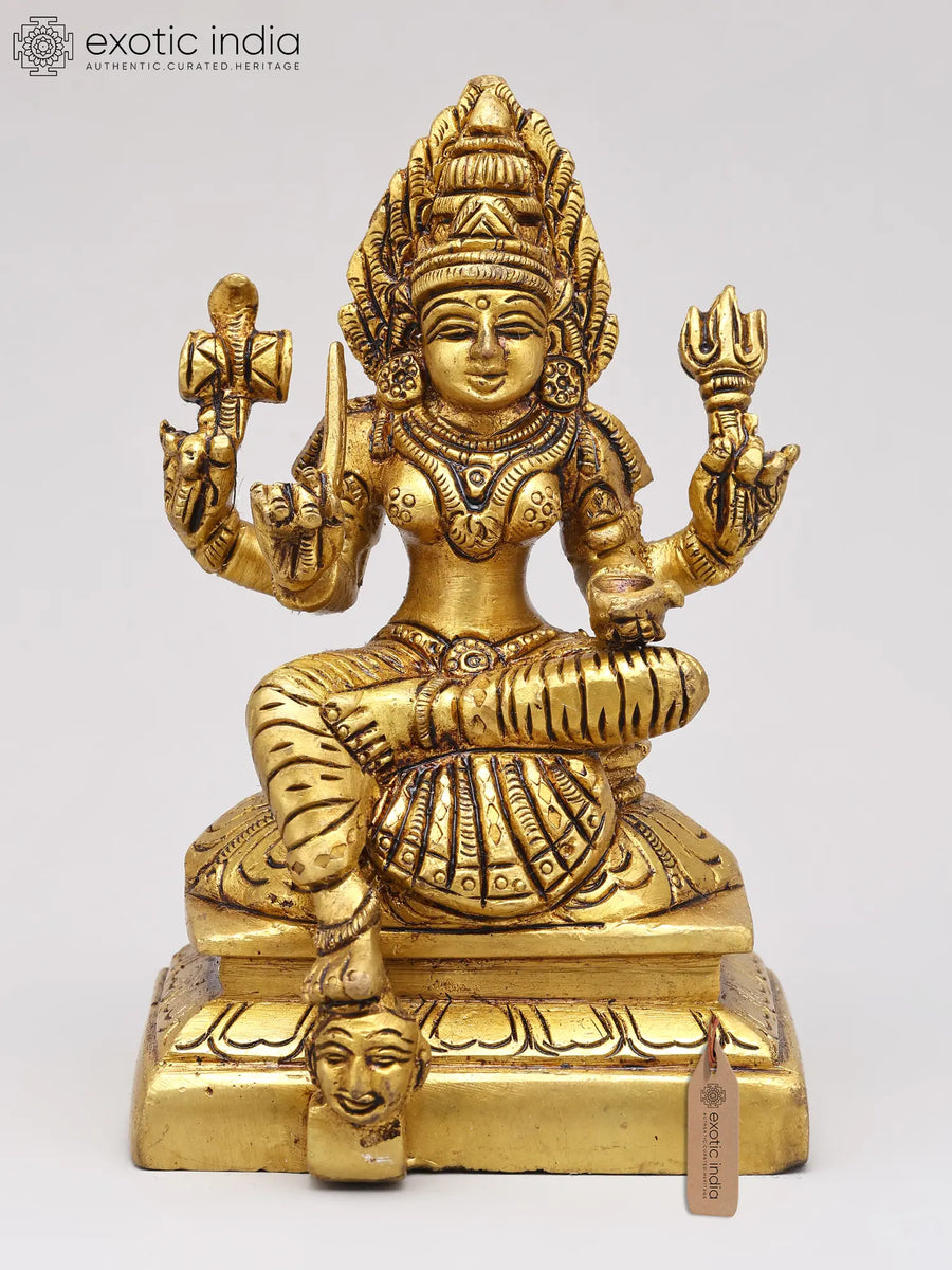 5" Goddess Mariamman Handmade Brass Idol