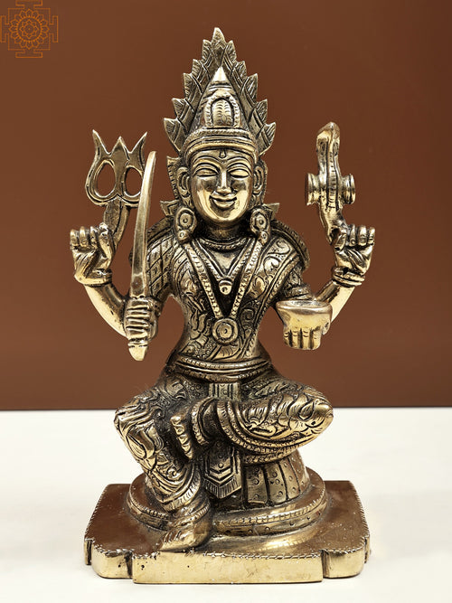7" Handmade Mariamman Brass Idol for Pooja