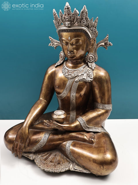 22" Crowned Buddha in Bhumisparsha Mudra | Handmade