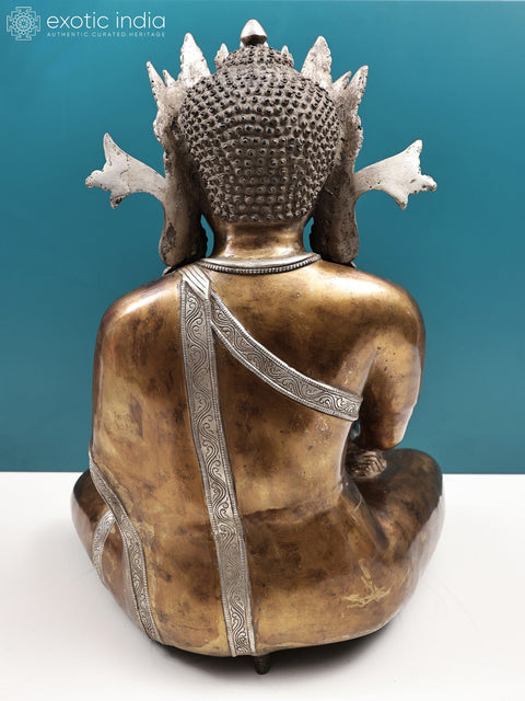 22" Crowned Buddha in Bhumisparsha Mudra | Handmade