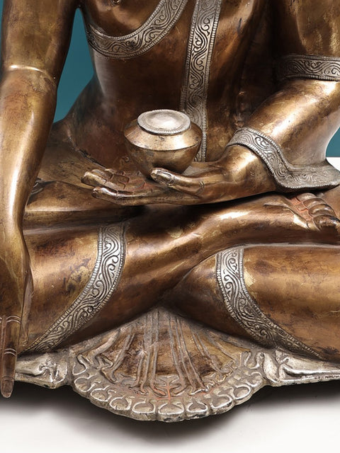 22" Crowned Buddha in Bhumisparsha Mudra | Handmade