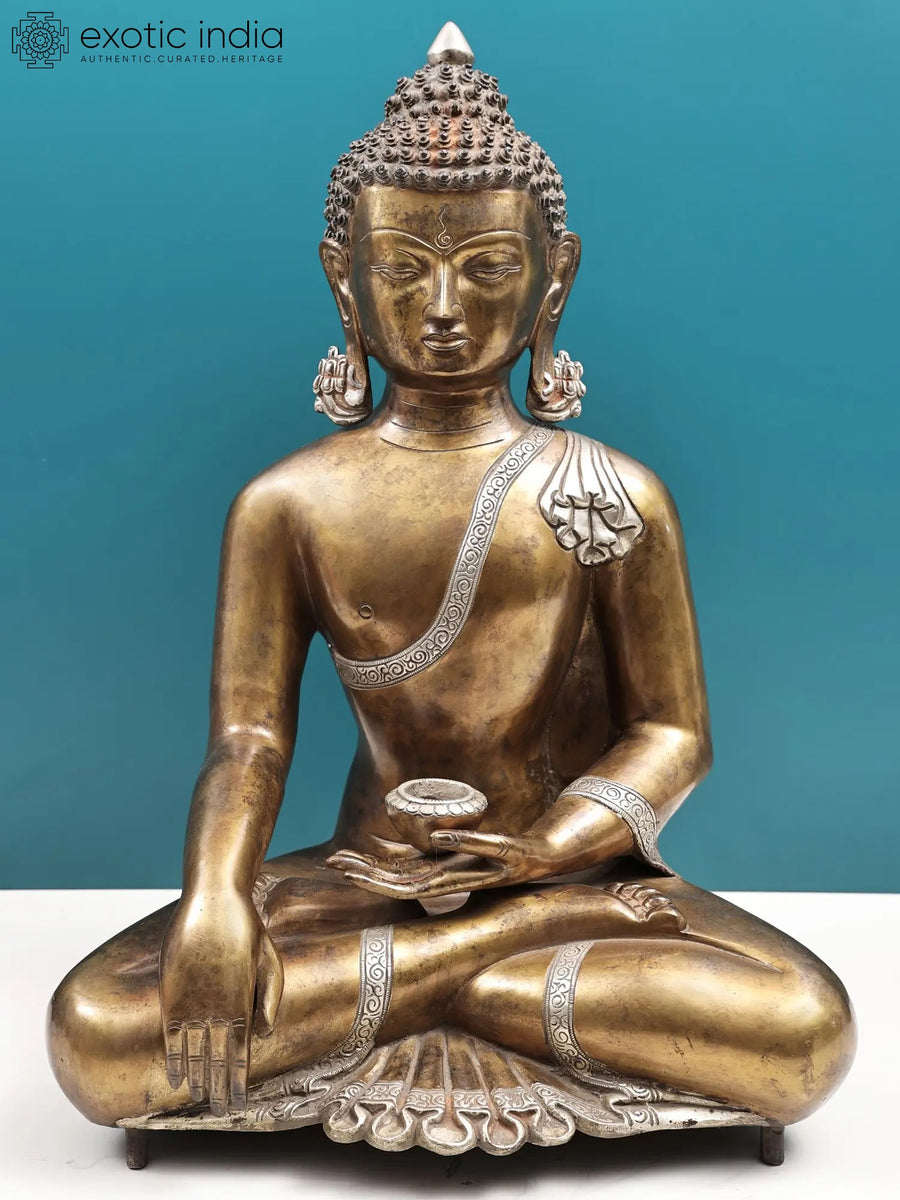 21" Handmade Bhumisparsha Buddha Brass Statue