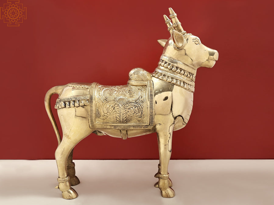 16" Handmade Brass Nandi Statue - Vahana of Lord Shiva