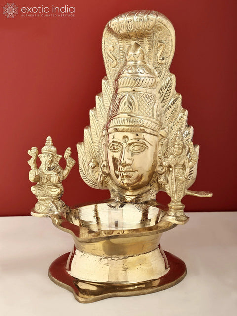 11" Goddess Parvati Diya with Ganesha and Karttikeya | Handmade