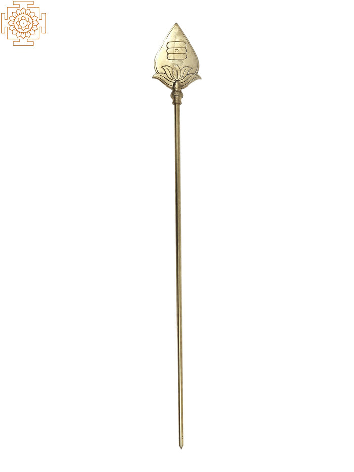 30" Brass Lord Kartikeya (Murugan) Vel | Handmade