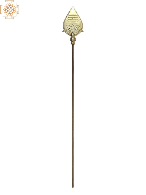 36" Lord Karttikeya (Murugan) Vel in Brass | Handmade