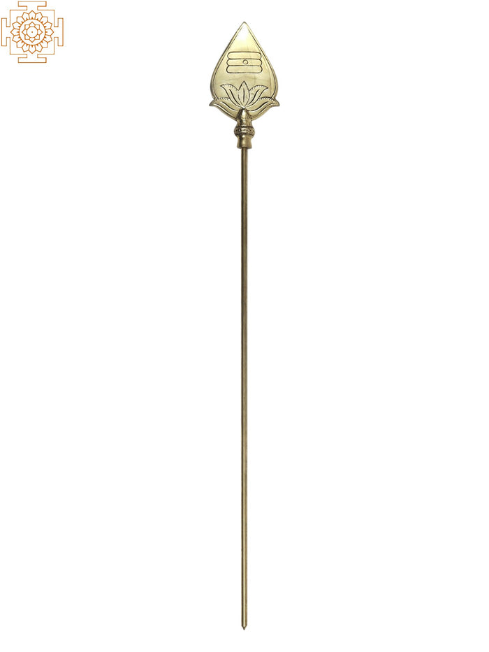 36" Lord Karttikeya (Murugan) Vel in Brass | Handmade