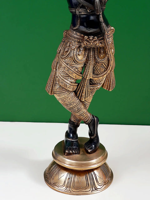 23" Shri Krishna Playing His Flute | Handmade Murlimanohar Brass Statue