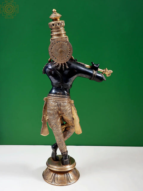 23" Shri Krishna Playing His Flute | Handmade Murlimanohar Brass Statue