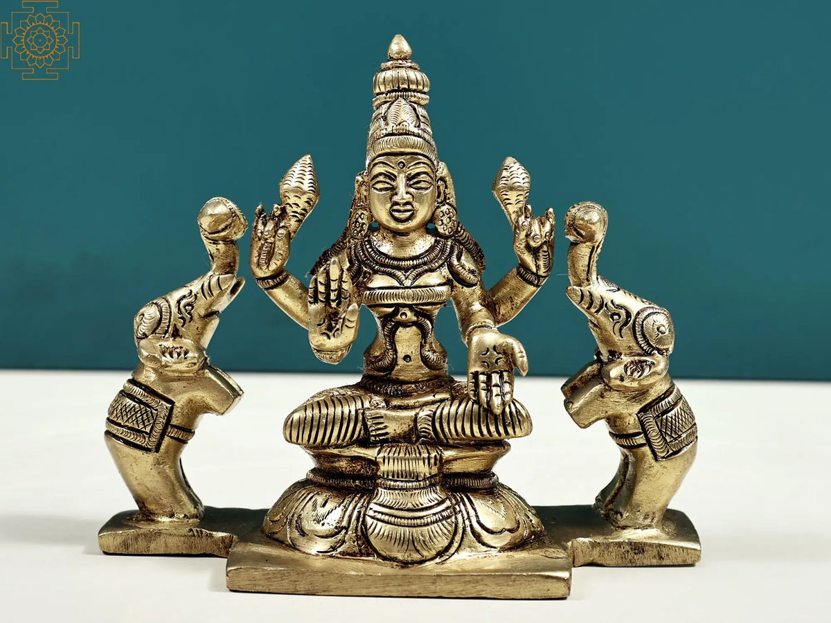 4" Small Gajalakshmi | Brass Gajalakshmi | Handmade