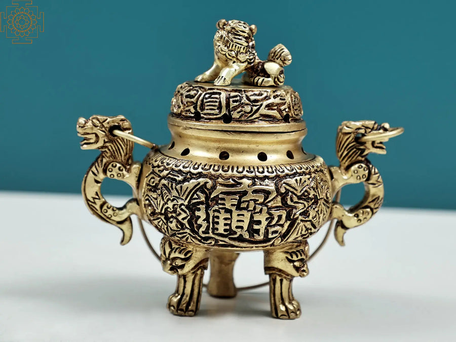 4" Handmade Brass Incense Burner Dhoop Dani