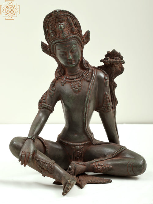 10" Lord Indra Brass Statue Handmade