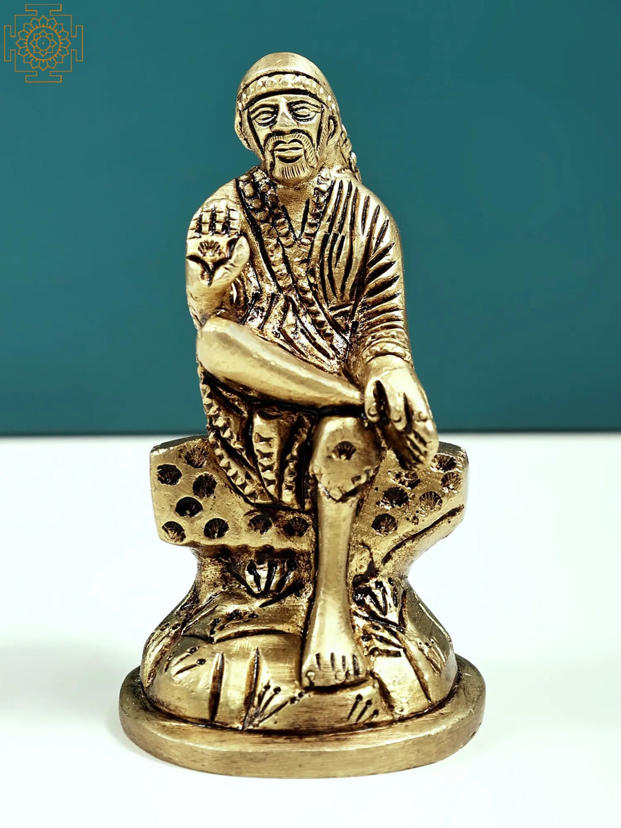 3" Shirdi Sai Baba Handmade Brass Statue for Pooja