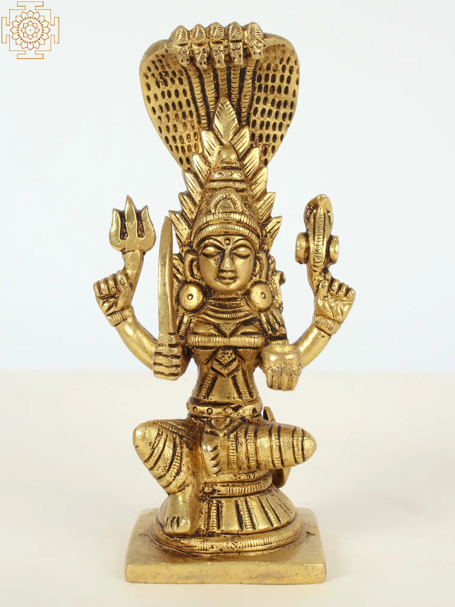 4" Mariamman Brass Statue Handmade South Indian Goddess Durga