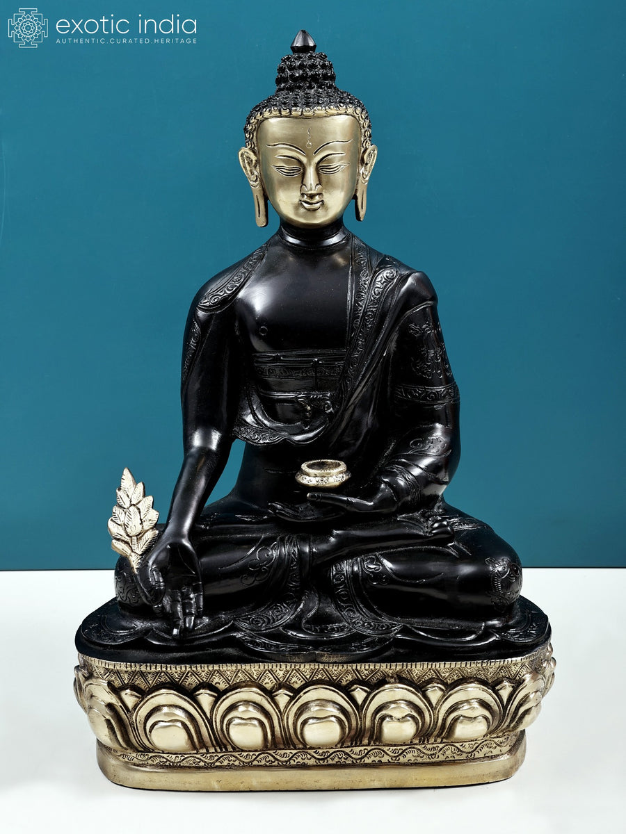 16" Medicine Buddha Tibetan Buddhist Handmade Brass Statue