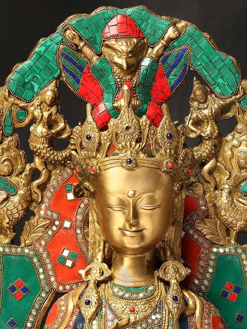 27" The Future Buddha Maitreya - Tibetan Buddhist with Inlay Work | Handmade