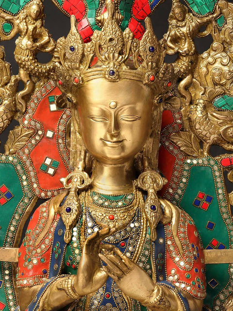 27" The Future Buddha Maitreya - Tibetan Buddhist with Inlay Work | Handmade