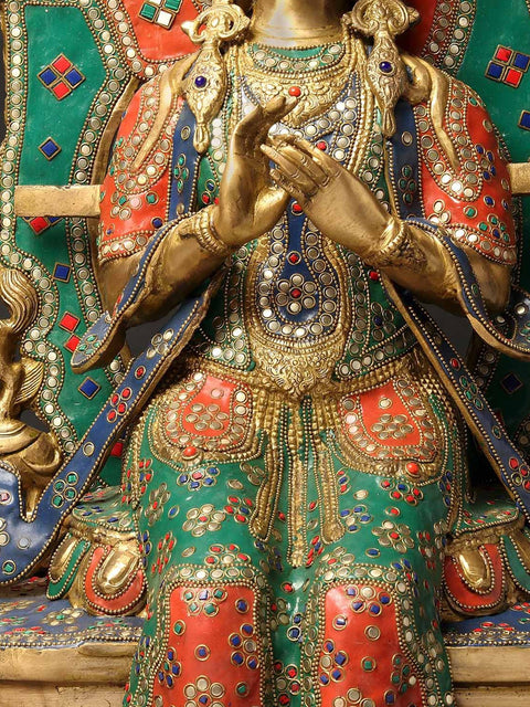 27" The Future Buddha Maitreya - Tibetan Buddhist with Inlay Work | Handmade