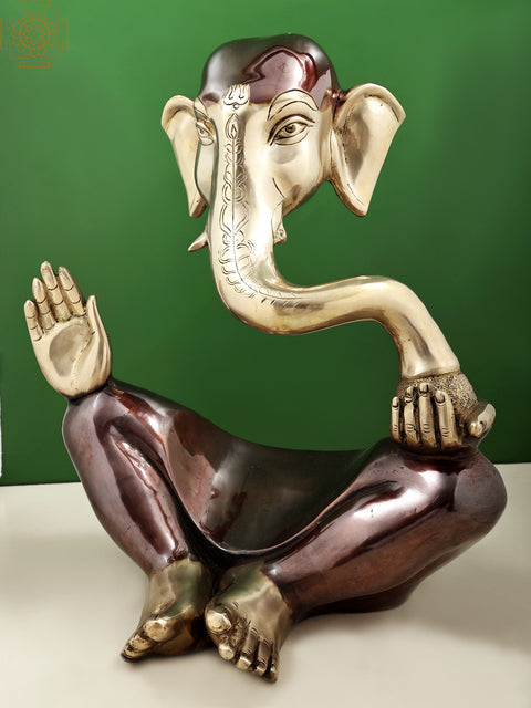 17" Stylized Brass Ganesha | Handmade