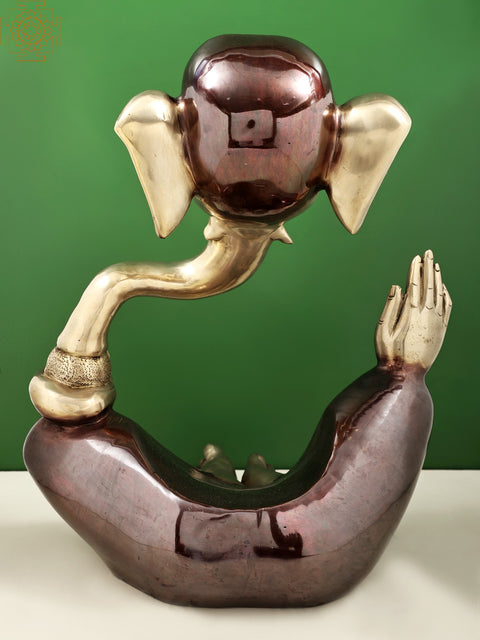 17" Stylized Brass Ganesha | Handmade