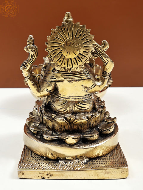 11" Brass Lord Ganesha with Urli | Handmade