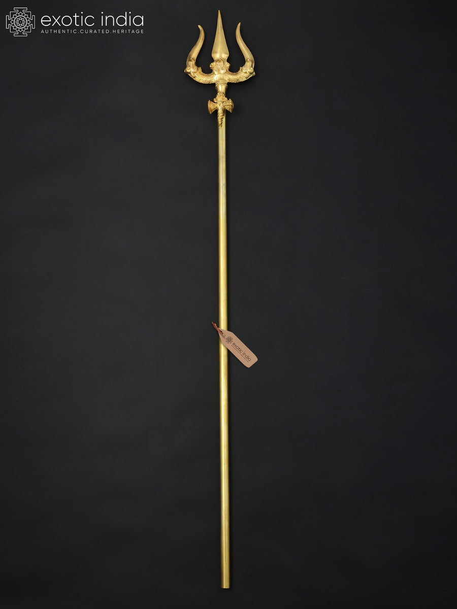64" Large Brass Shiva's Trident Handmade Statue