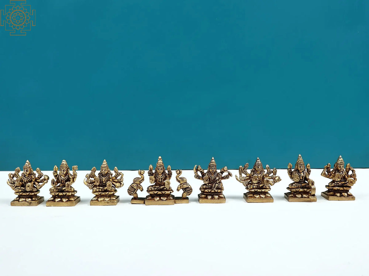 3" Small Brass Ashtalakshmi Set | Handmade Brass Statues