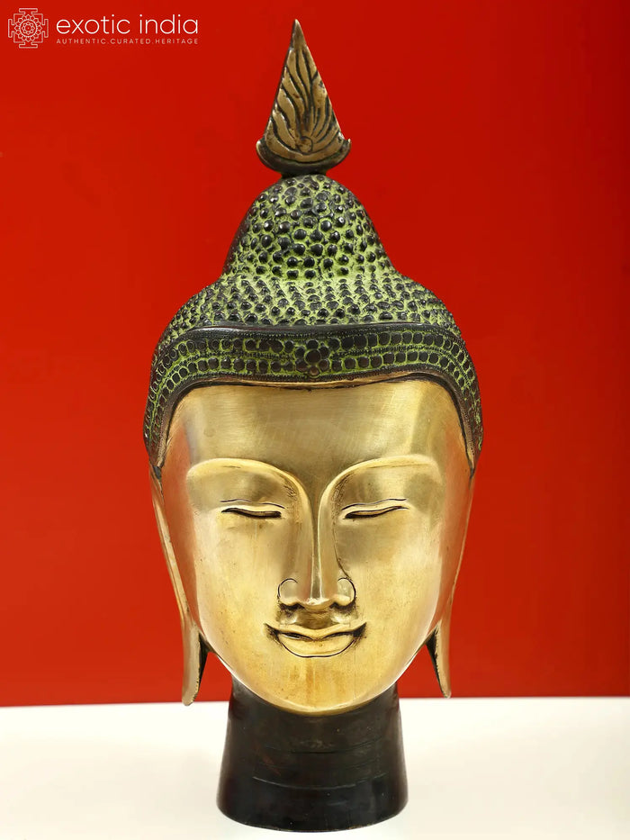12" Lord Buddha Head Brass Statue for Home Decor