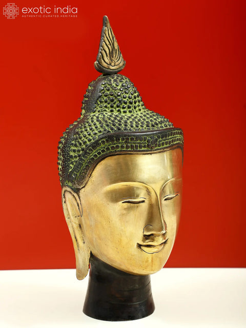 12" Lord Buddha Head In Brass