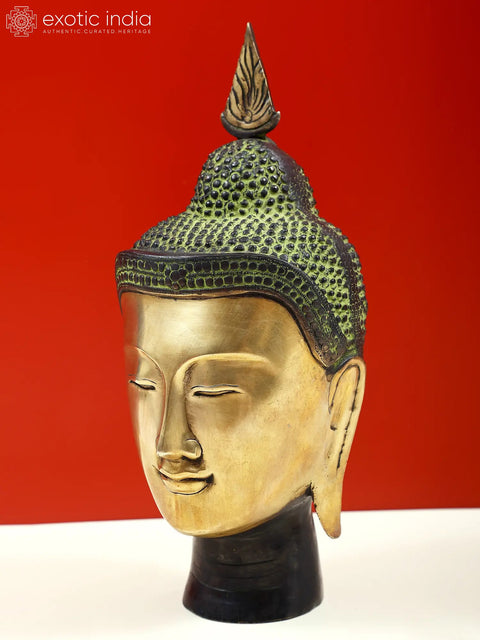 12" Lord Buddha Head In Brass