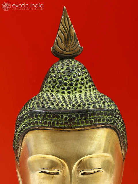 12" Lord Buddha Head In Brass