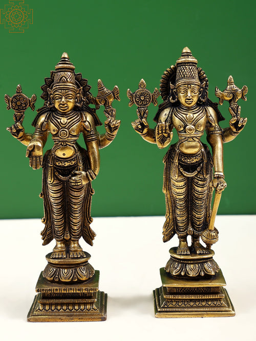 8" Tirupati Balaji with Padmavati Brass Statue Handmade