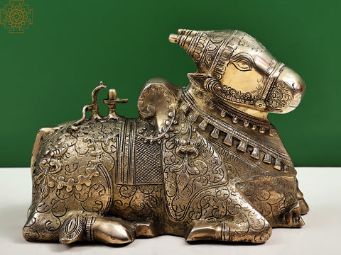 11" Nandi - The Vehicle of Lord Shiva In Brass | Handmade