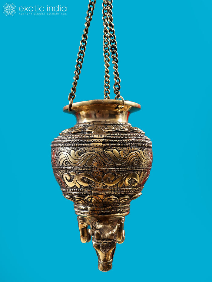 9" Brass Nandi Vase for Milk Abhishek Shiva Linga Handmade Idol