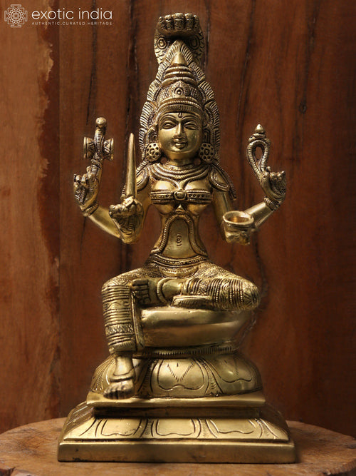 10" Handmade Mariamman Brass Idol for Pooja