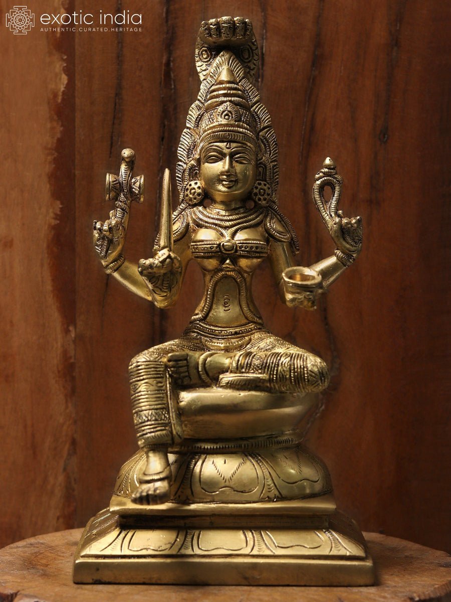 10" Handmade Mariamman Brass Idol for Pooja