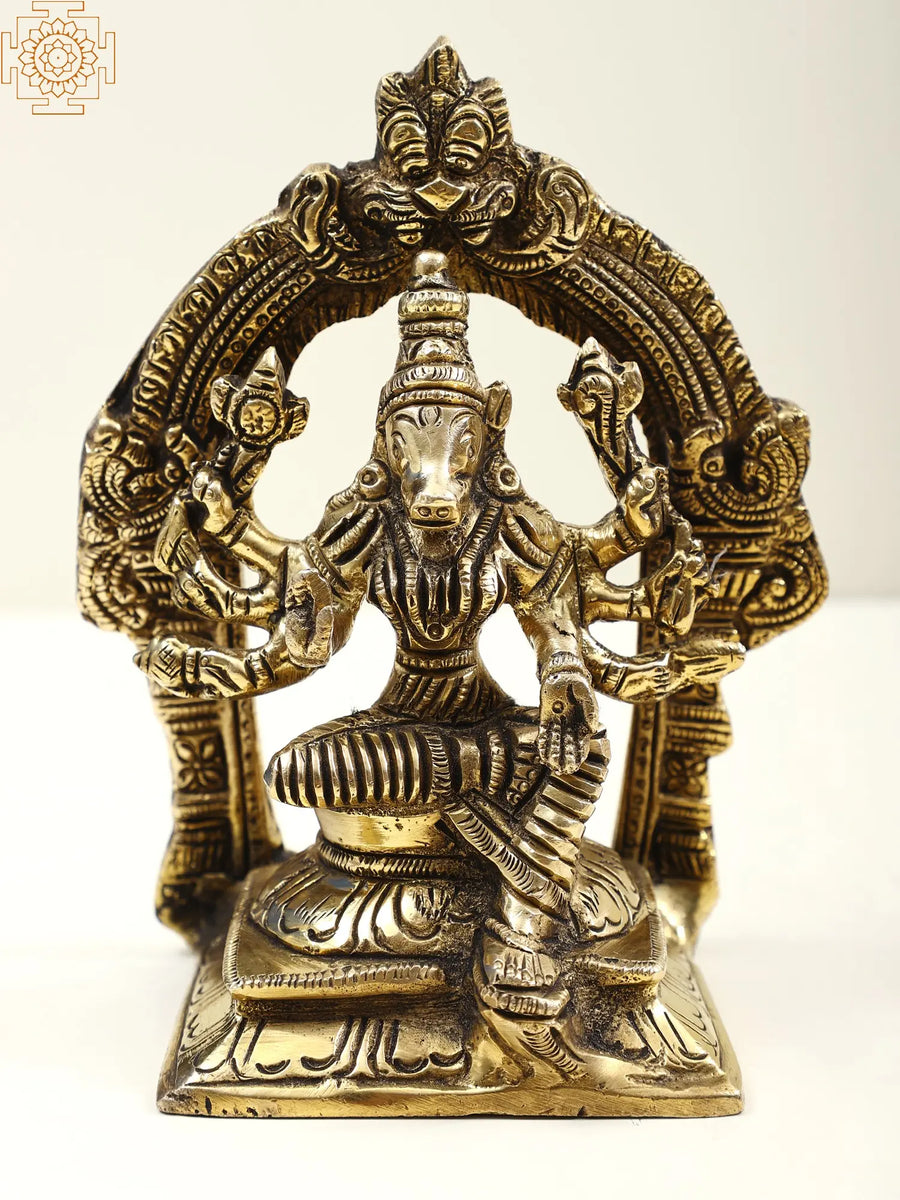 5" Brass Eight-Armed Goddess Varahi Handmade Statue
