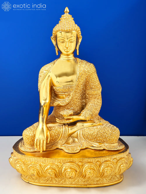 16" Handmade Bhumisparsha Buddha Brass Statue