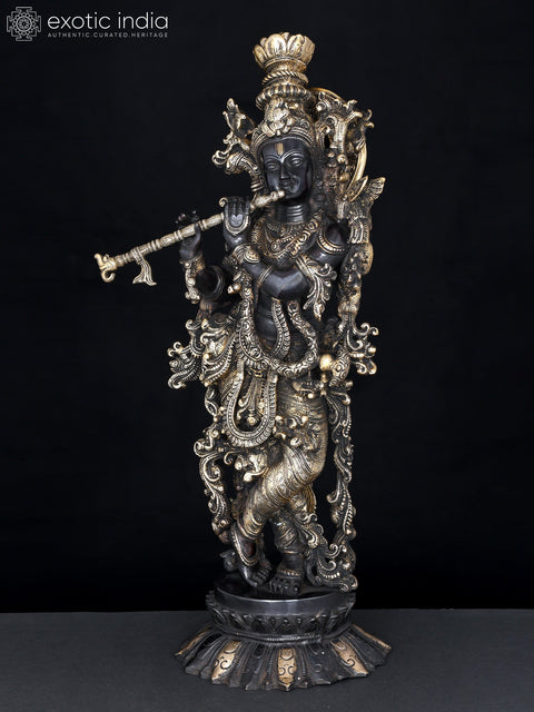 26" Lord krishna on Lotus Pedestal | Handmade