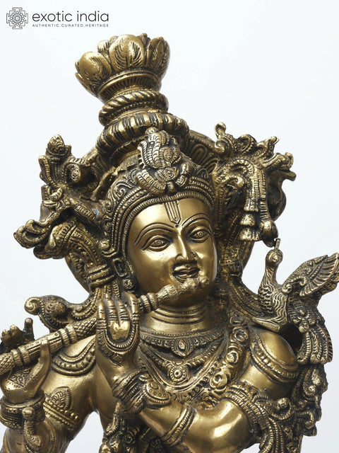 26" Lord krishna on Lotus Pedestal | Handmade