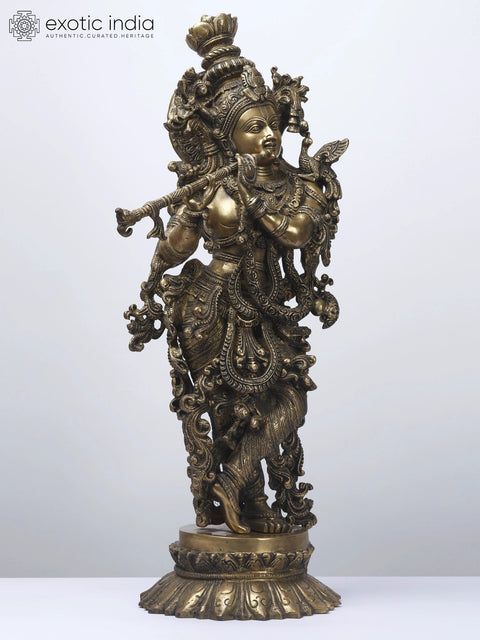 26" Lord krishna on Lotus Pedestal | Handmade