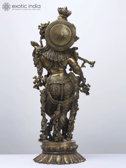 26" Lord krishna on Lotus Pedestal | Handmade