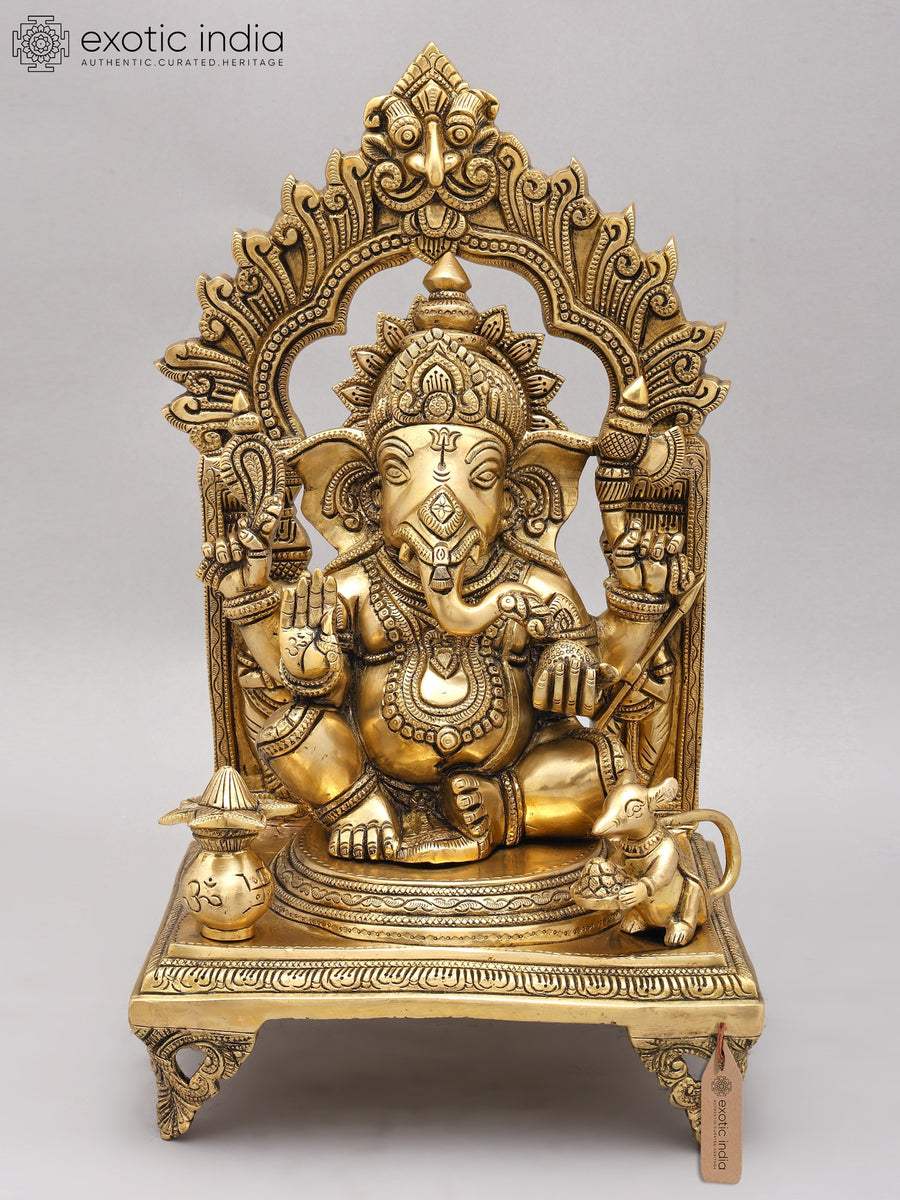 Handmade Brass Ganesha Idol in Ashirwad Mudra