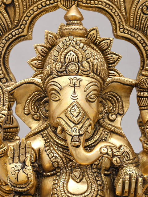 Ganesha in Ashirwad Mudra | Handmade | Brass Idol