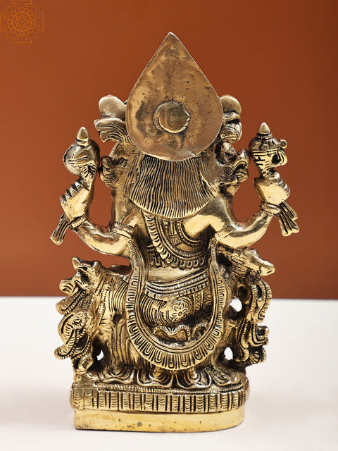 9" Sitting Ganesha in Ashirwad Mudra | Handmade