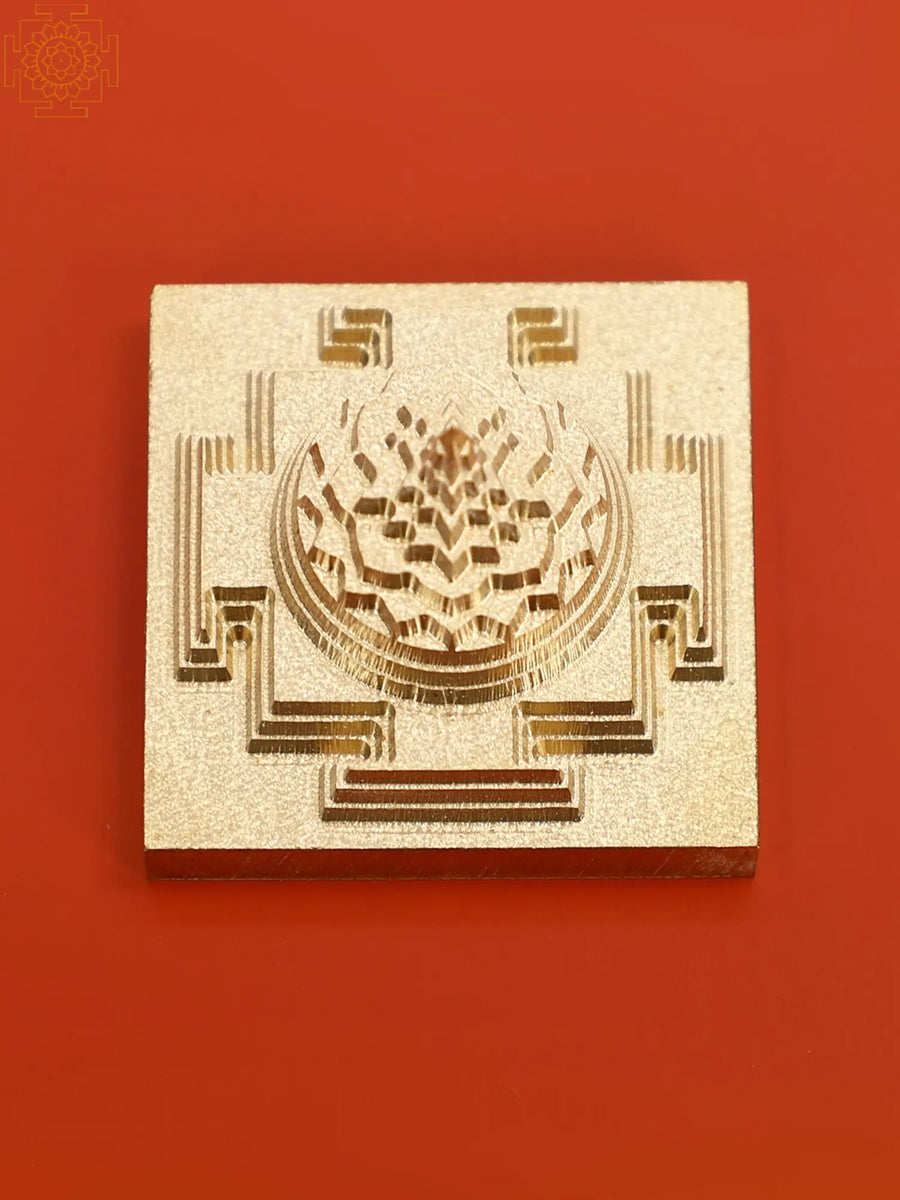 Small Brass Shri Yantra Handmade Statue for Pooja