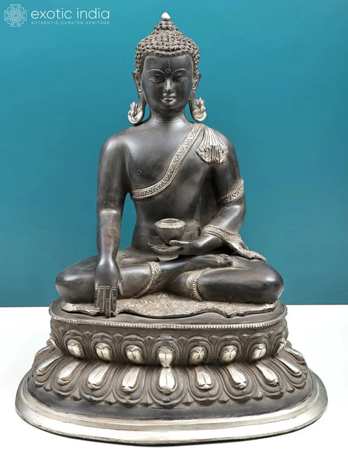 20" Handmade Lord Buddha Bhumisparsha Mudra Brass Statue